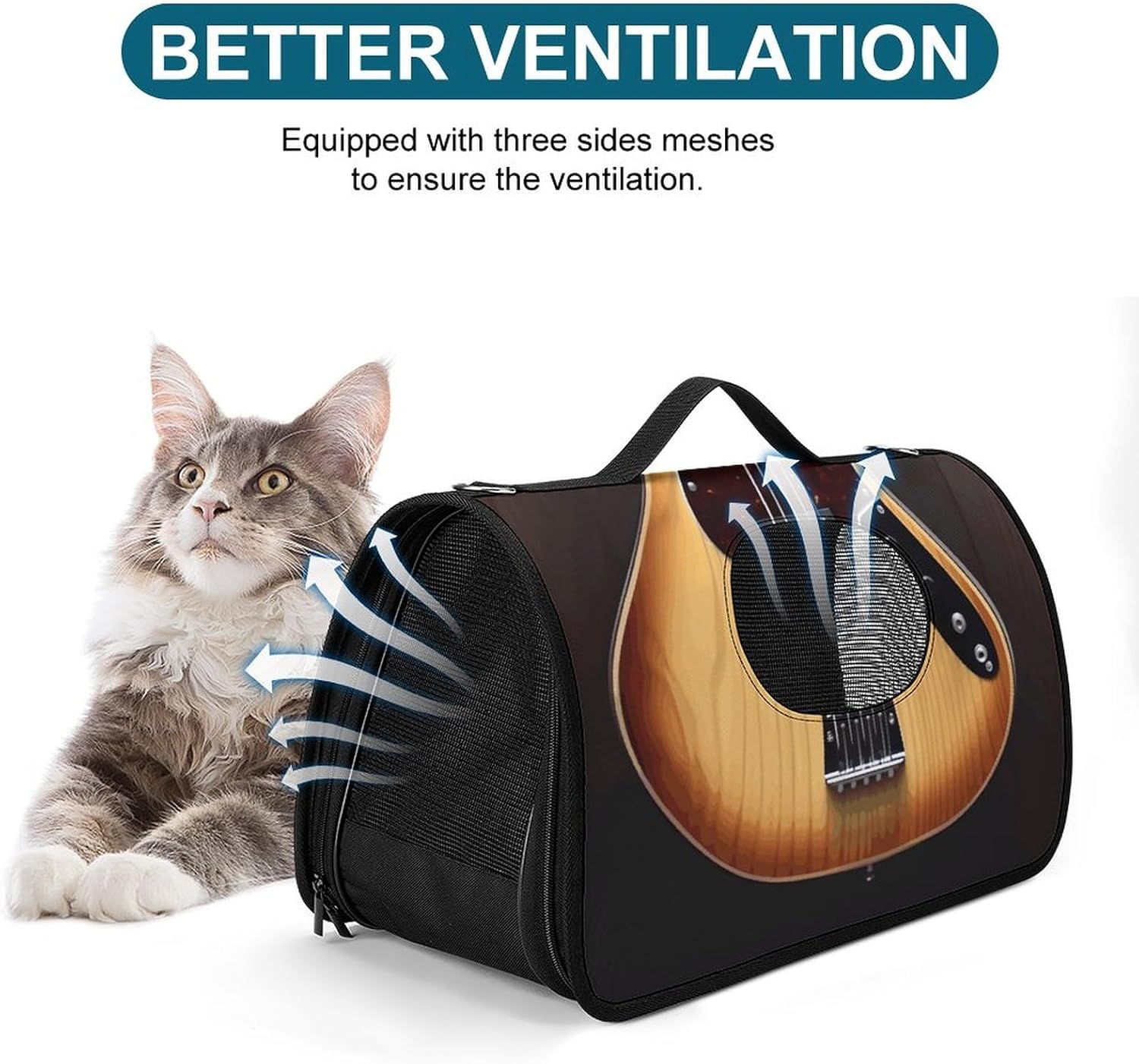 Pet Handbags, Guitar Musical Instrument Printed Pet Handbags,folding Pet Bags,new Pet Handbags,universal Pet Handbags, 45X26X23.5cm