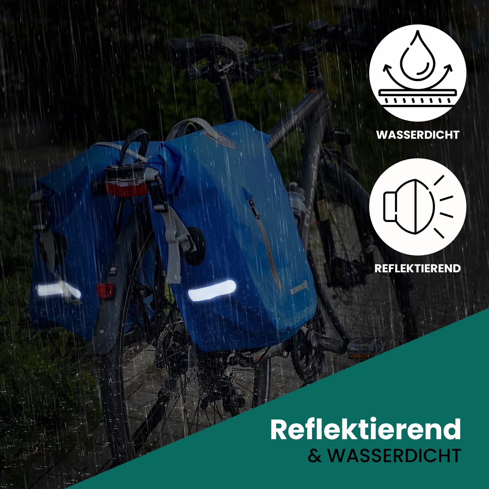 Bomence Fahrradtasche für Gepäckträger wasserdicht - Satteltasche für Fahrrad, Radtasche, Gepäckträgertasche groß, blau, 25L, Single