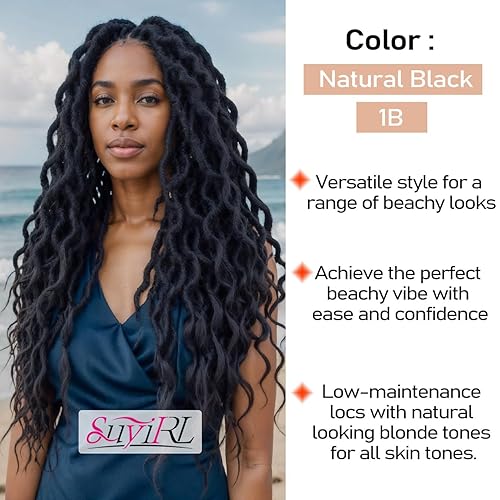 Miniatura 5 de Rastas de pelo sintético trenzado de ganchillo rastas bohemias de 24 pulgadas rastas sintéticas degradadas rastas afro 1b 24 pulgadas