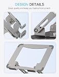 SOUNDANCE Laptop Stand with 360° Rotating Base, Ergonomic Computer Riser for Desk, Adjutable Height Muti-Angle, Foldable Laptop Mount, Stable Metal Holder Support 10-15.6" Notebook PC, Silver Grey