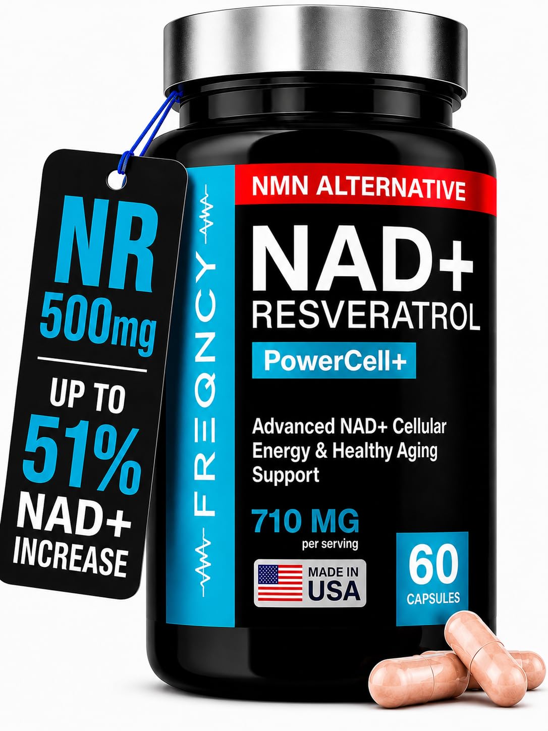 FREQNCY PowerCell+ 500mg NAD+ Supplement - Energy & Healthy Aging