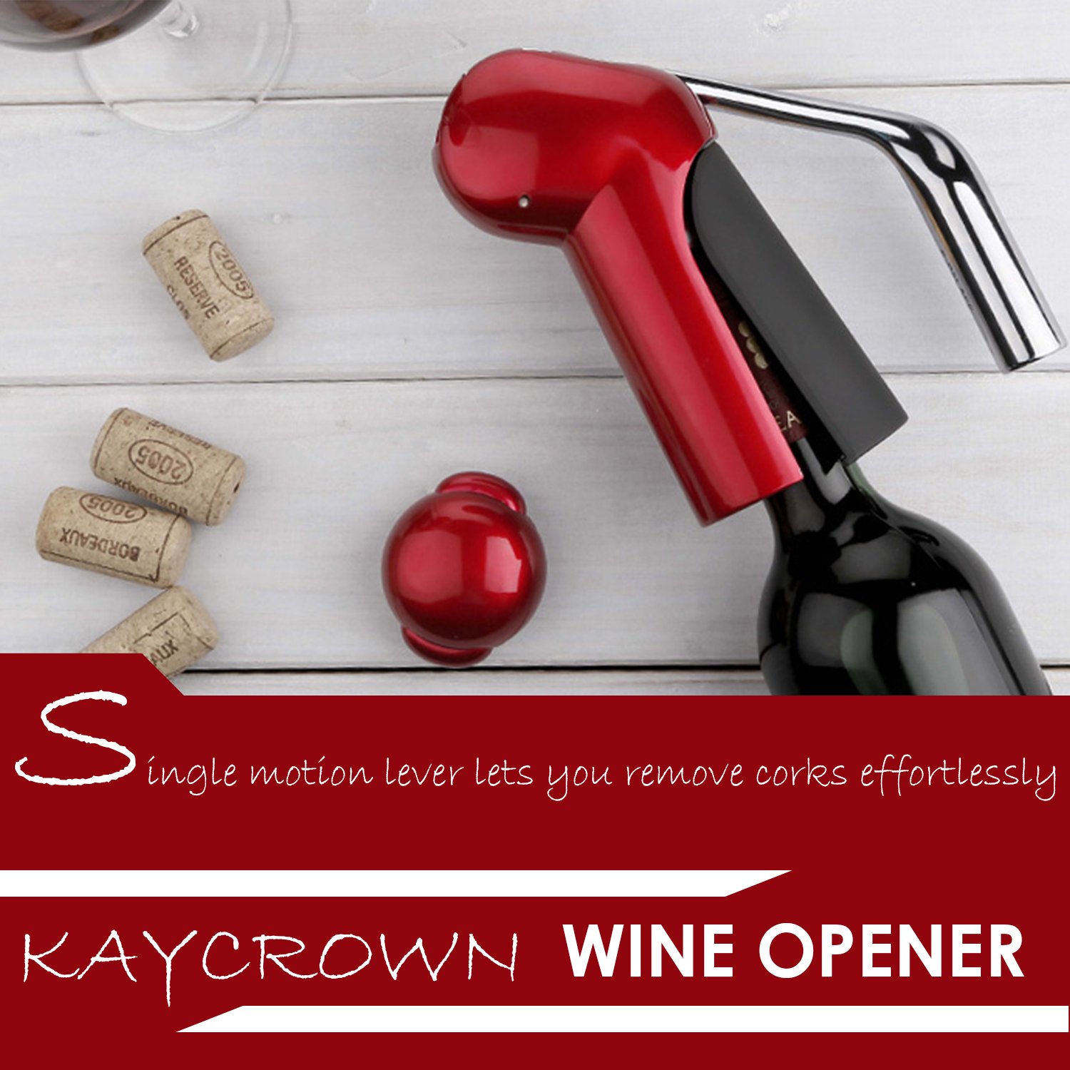 KAYCROWN Professioneller Korkenzieher mit Korkenzieher aus Zinklegierung, robust, Hasenhebel, Korkenzieher mit Folienschneider