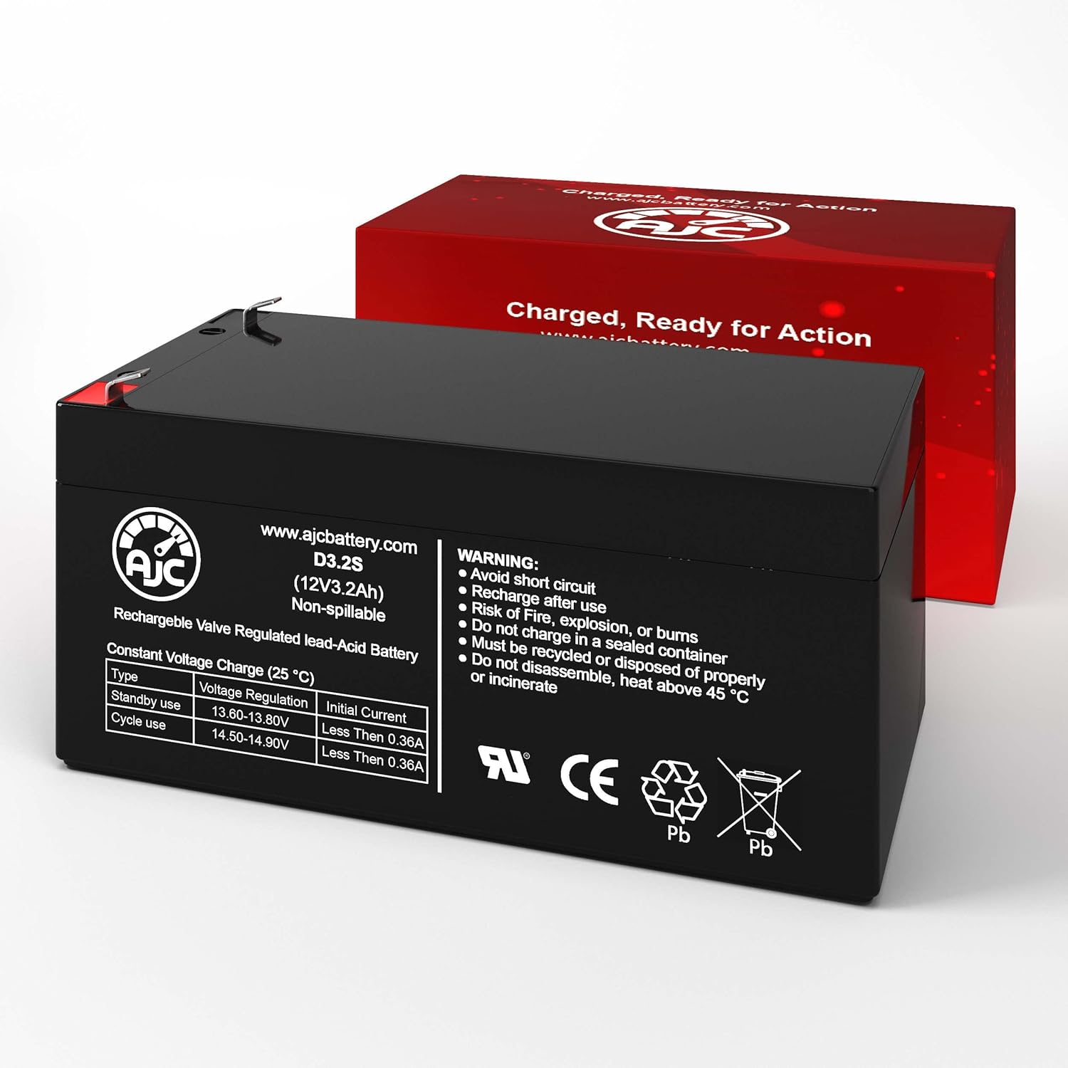 AJC Battery Compatible with APC Back-UPS ES 350 BE350C BE350R 12V 3.2Ah UPS Battery
