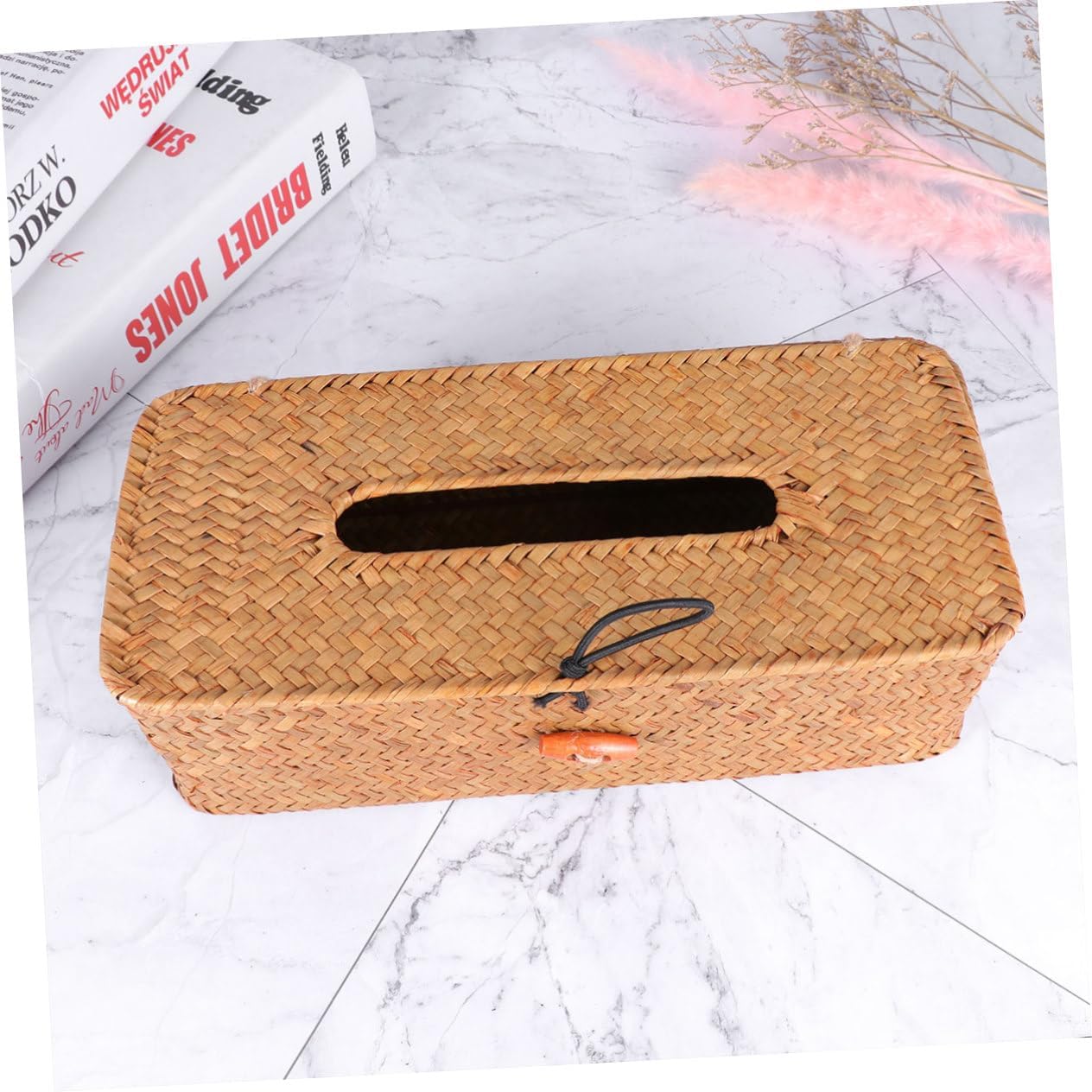 Handwoven Seaweed Tissue Box Holder Multi-Functional Napkin Organizer for Home Car and Office Stylish Bathroom Accessory Rectangular Design Detachable Base image 5