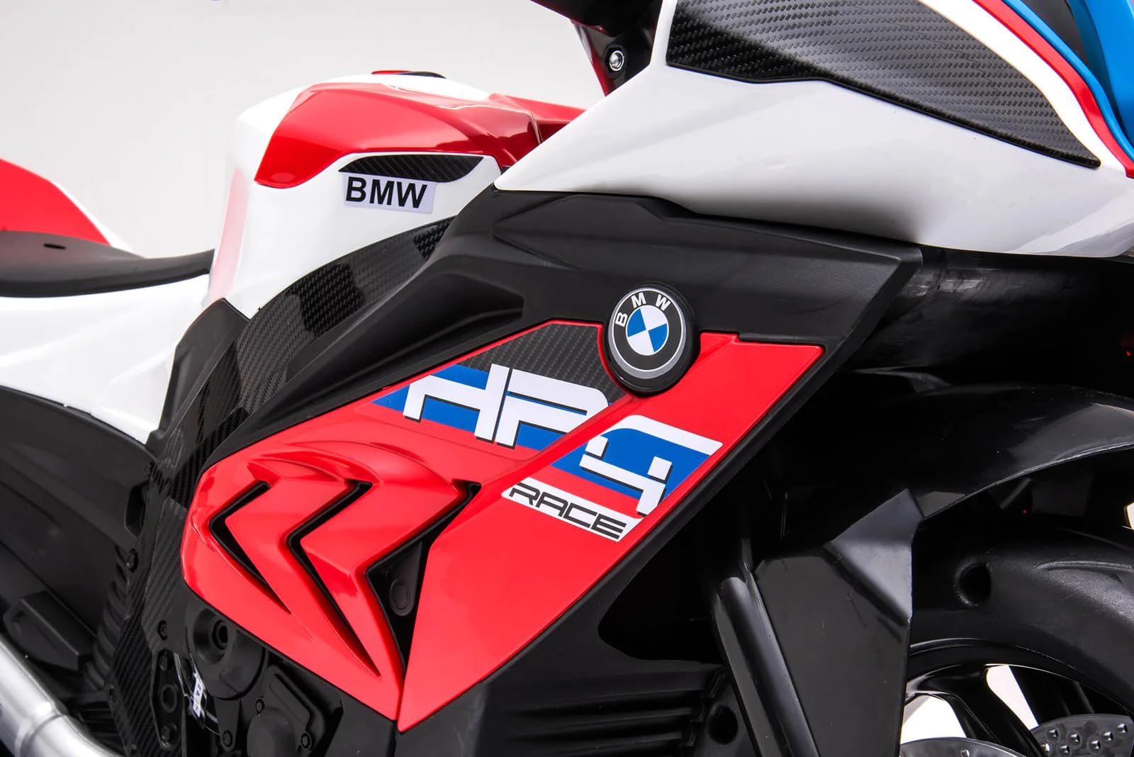 Mediawave Store – Moto Elettrica per Bambini BMW HP4 Sport LT938 12V con 3 Ruote Lettore MP3 Luci LED e Design Realistico per il Divertimento dei Piccoli Piloti in Totale Sicurezza (Rosso)