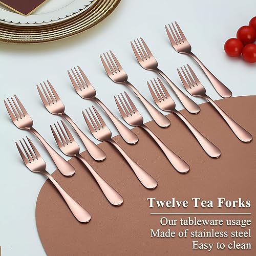 Miniatura 10 de Evanda Juego de 24 tenedores de postre de acero inoxidable de 5.62 pulgadas, tenedor de aperitivos para frutas, pasteles, queso, viajes de fiesta,