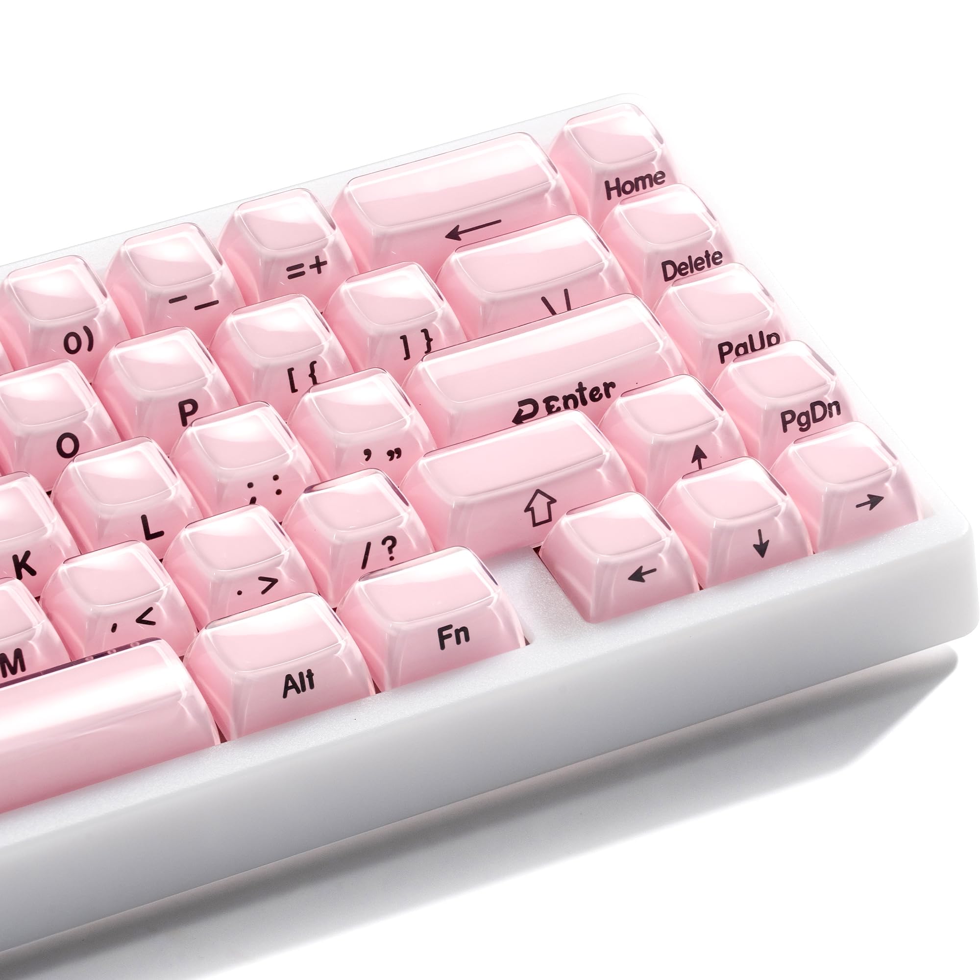 GMKWTL XVX Pink Keycaps, Crystal Jelly Keyboard Keycaps OEM Profile Side Printed Keycap Set Compatible with 61/68/84/87/98/100 ANSI Layout MX Switches