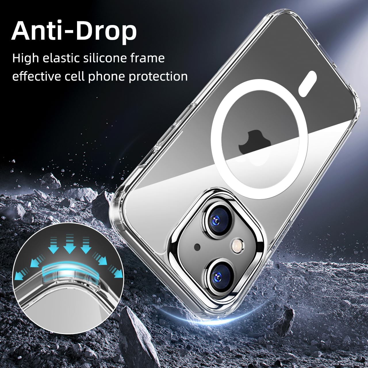 tigratigro Cover Magnetica per iPhone 15, Compatibile con MagSafe Ricarica Wireless, Anti Ingiallimento, Antiurto di Grado Militare, Custodia magnetica, Retro Antigraffio Trasparente