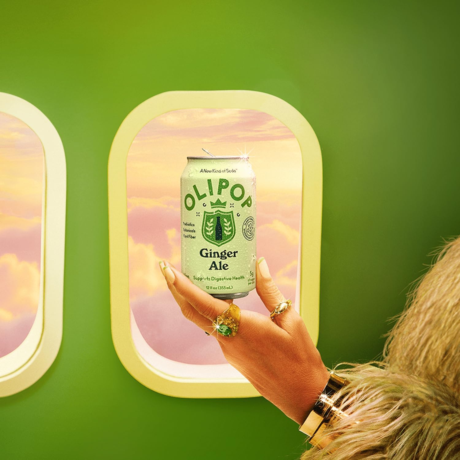 OLIPOP Prebiotic Soda Pop, Ginger Ale, A New Kind of Soda Packed with Prebiotics, Fiber, and Botanicals, Gluten Free, GMO Free, 12oz (12-Cans)