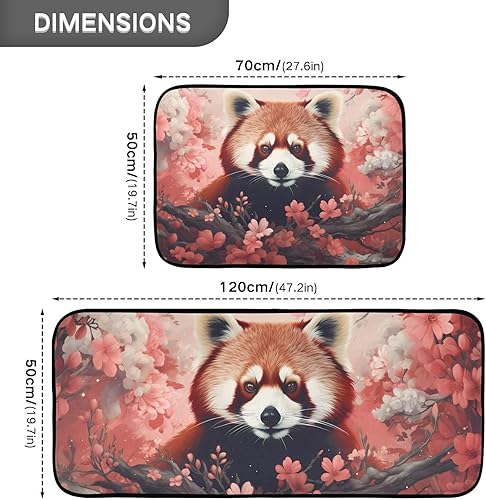 Miniatura 3 de Kitchen Mats for Floor 2 Piece Set Red Panda Floral Print, Anti Skid Cushioned Water Absorbent Kitchen Rugs Door Mat Floor Mats for Kitchen Sink