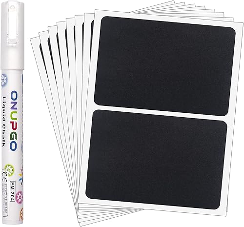 Miniatura 9 de ONUPGO Etiquetas de pizarra (paquete de 48), calcomanías reutilizables de 4 x 3 pulgadas, calcomanías impermeables para pizarra para tarros,