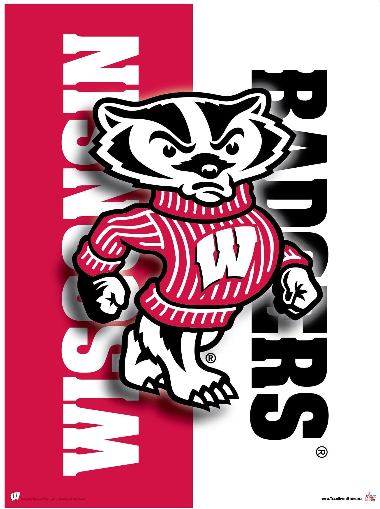 Officially Licensed Wisconsin Badgers Bucky Badger 24x18 Football Poster