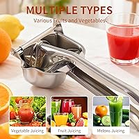 Vista 2 de Exprimidor de limón de acero inoxidable real, exprimidor de cítricos, prensa manual de alta resistencia, extractor de jugo de exprimir manual