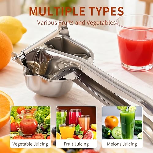Miniatura 2 de Exprimidor de limón de acero inoxidable real, exprimidor de cítricos, prensa manual de alta resistencia, extractor de jugo de exprimir manual,