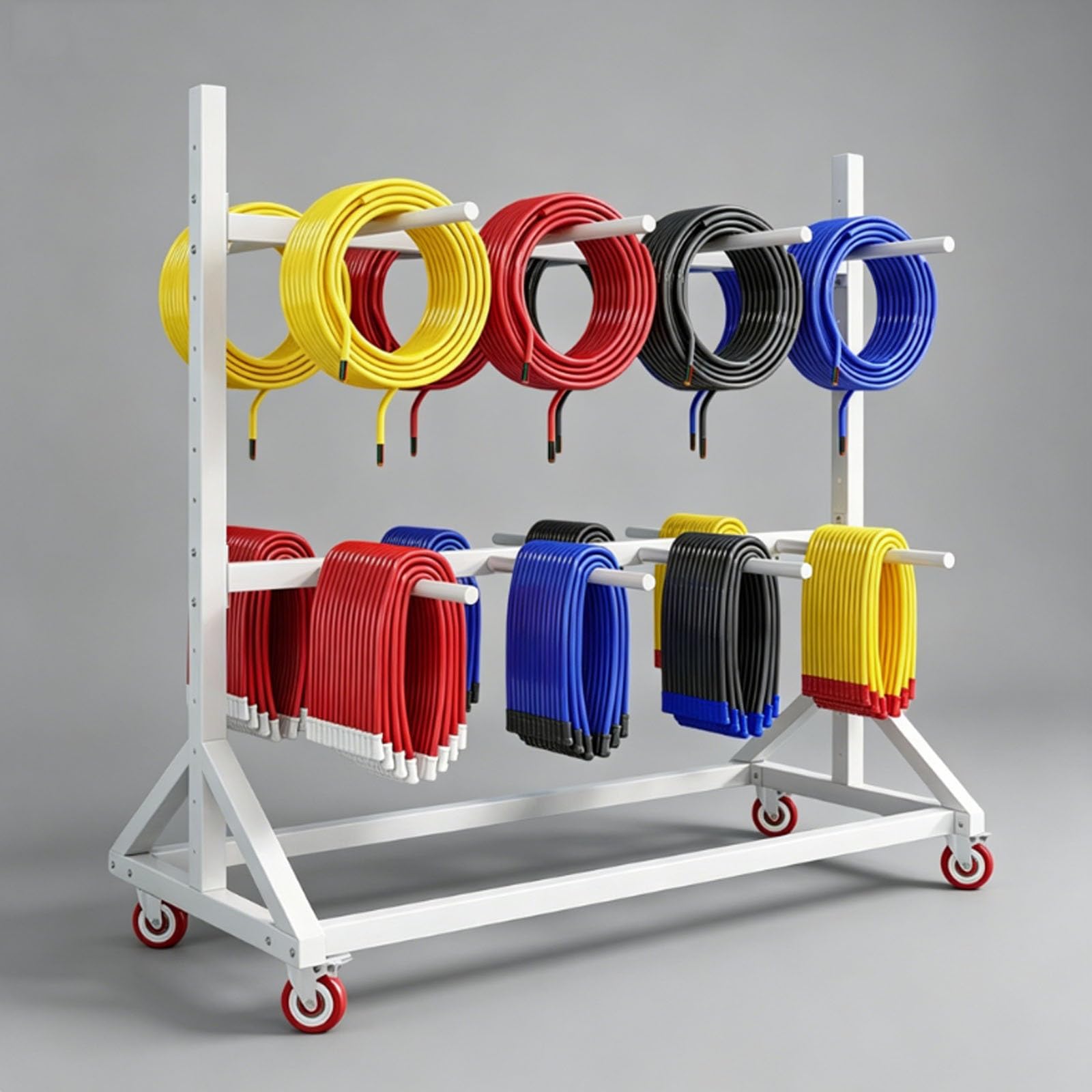 Heavy-Duty Wire Spool Display Rack – 881 lb Capacity Steel Cable Storage Stand, Multi-Spool Organizer for Electrical Contractors and Warehouse & Electrician Use(B,4-Tier 120X90X200cm)