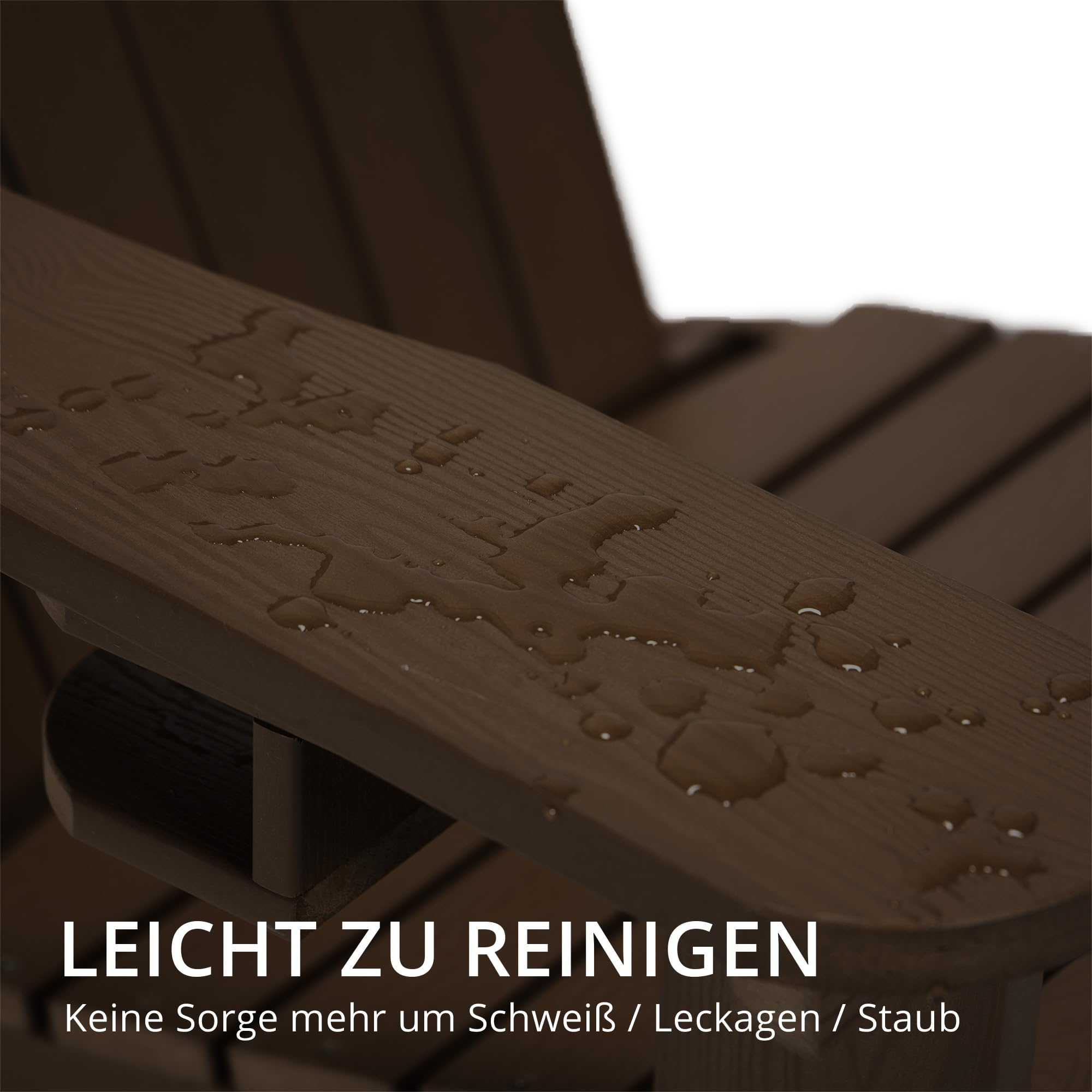 LUE BONA Adirondack Stuh 2er Set,Wetterfester Adirondack Chair aus Kunststoff,mit Becherhalter,Moderner Kunststoffstuhl für Terrasse,Garten,89 x 76 x 92cm,Tragfähigkeit 180kg,Kaffeebraun