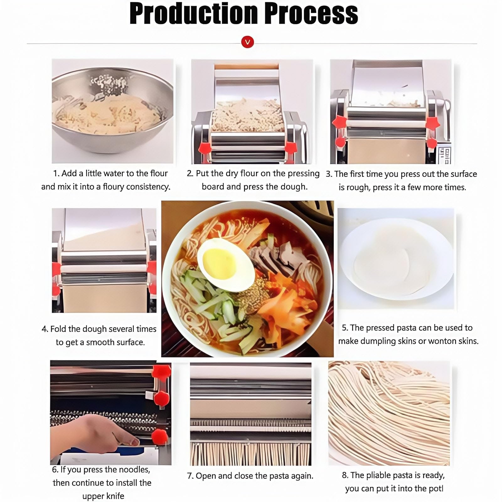 Macchina Per La Pasta Elettrica Da 550 W,Sfogliatrice Professionale 16/18/20 cm,Macchina Per Pasta Fresca Per Uso Domestico,Acciaio Inossidabile,Per Pastas/Spaghetti/Lasagne(FKM180)