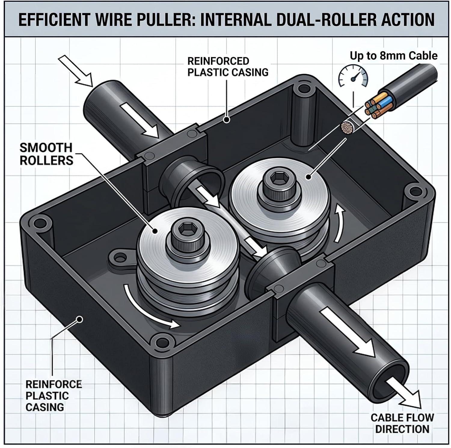 Wire Puller, Cable Puller Through Wall, Electrician'S Wire Pulling Assistant Tool, Drill Powered Wire Puller for Residential, Hydroelectric Projects