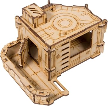 The Broken Token Horizon Grid MK.III Sci-Fi MDF Terrain Building for 28mm Wargaming, Stackable Second Story with Balcony, Functioning Doors, Unpainted Kit