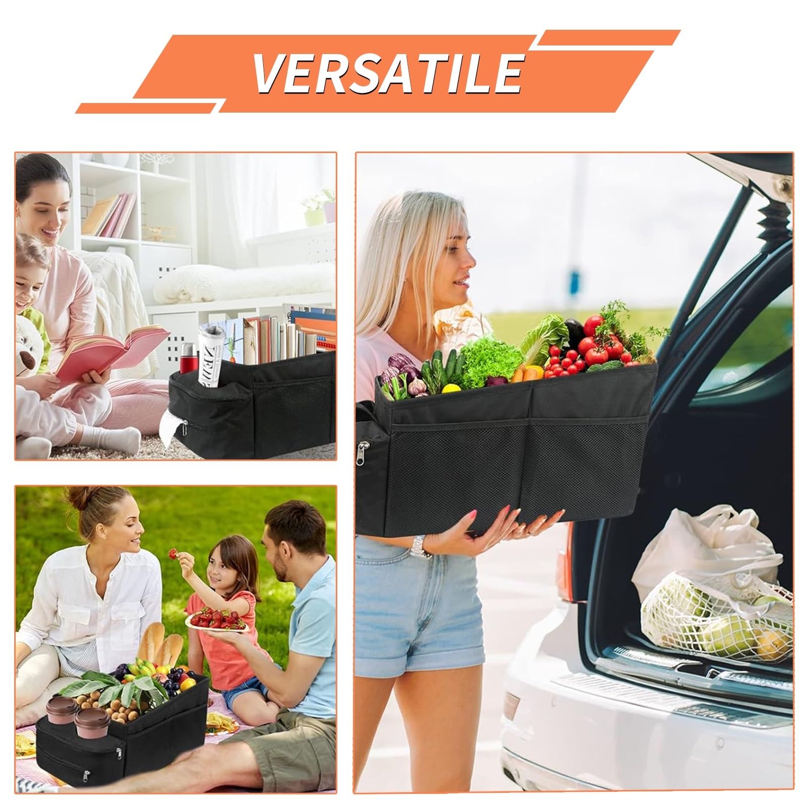 Almacén Antideslizante Durable‌ Organizador de maletero de coche, caja de almacenamiento, antideslizante, impermeable, para bolígrafo, taza de agua, organizador de teléfono Organizador de Maletero‌