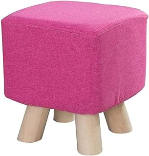 Reposapiés tapizado Reposapiés de Tela, Tela de algodón y Lino, Almohadilla Antideslizante, Once Colores para Elegir, reposapiés de Madera Maciza con Almacenamiento