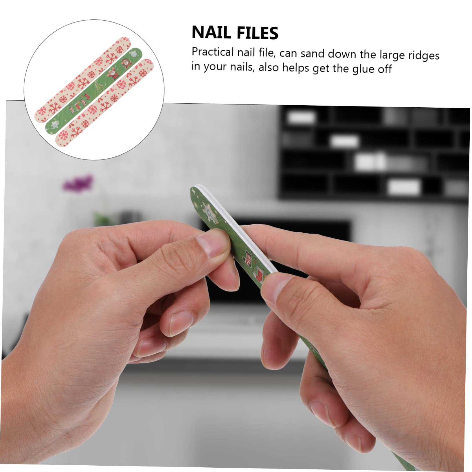 Garneck 12 Pièces Lot de Limes à Ongles pour Manucure Noël Outils de Bricolage pour Ongles Naturels Formes et Longueurs Souhaitées