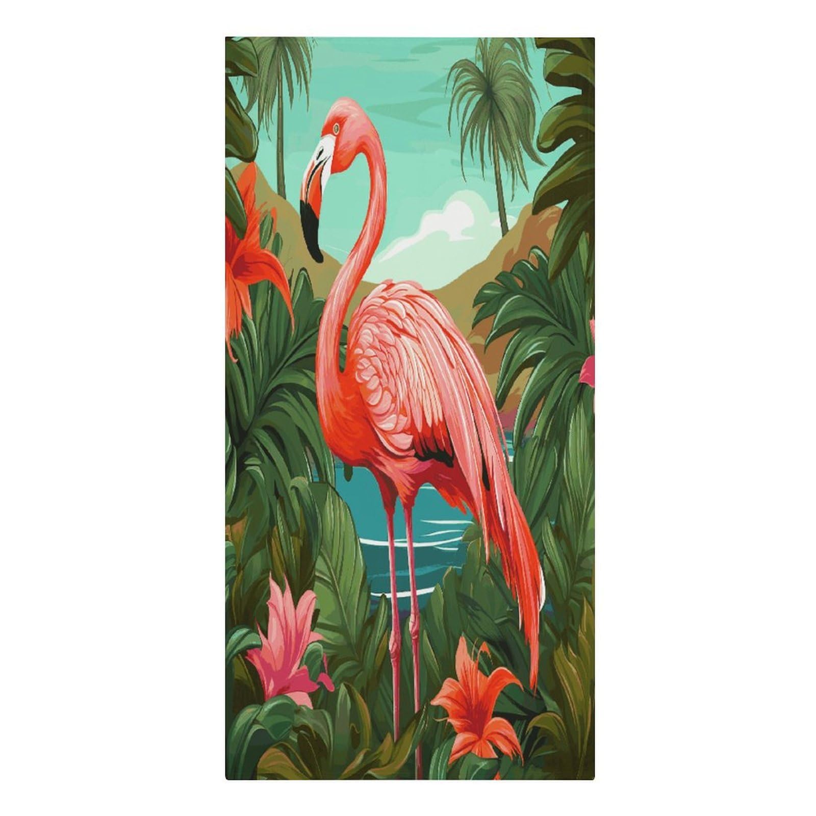 FekiLoot Tropical Flamingo Towels Soft Oversized Beach Towels Absorbent Sand Free Bath Towel Travel Compact Swim Towels Lightweight Quick Dry Pool Towel Large Beach Blanket 30" X 61"
