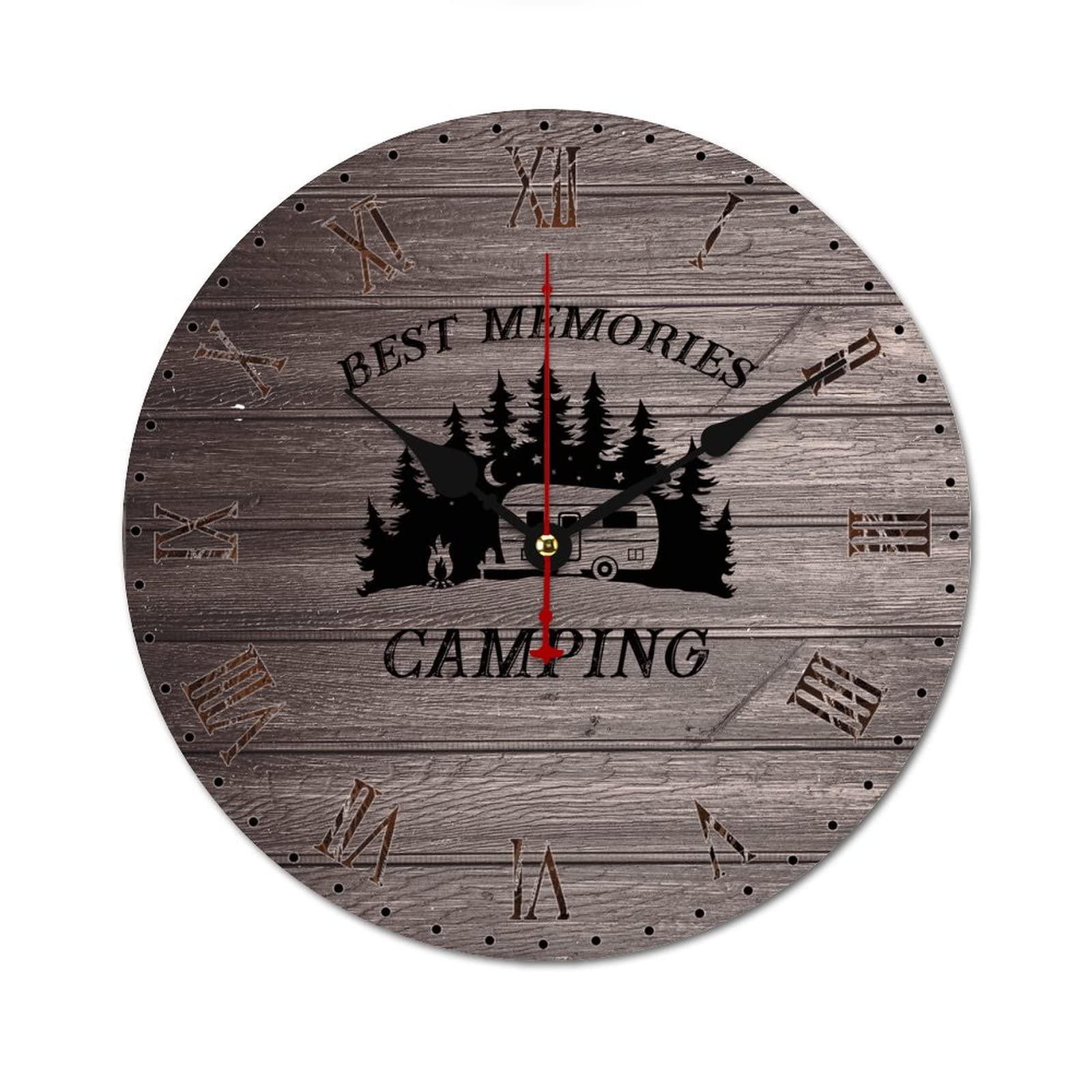 Accessoires de glamping vintage pour camping-car : horloges de camping silencieuses sans tic-tac