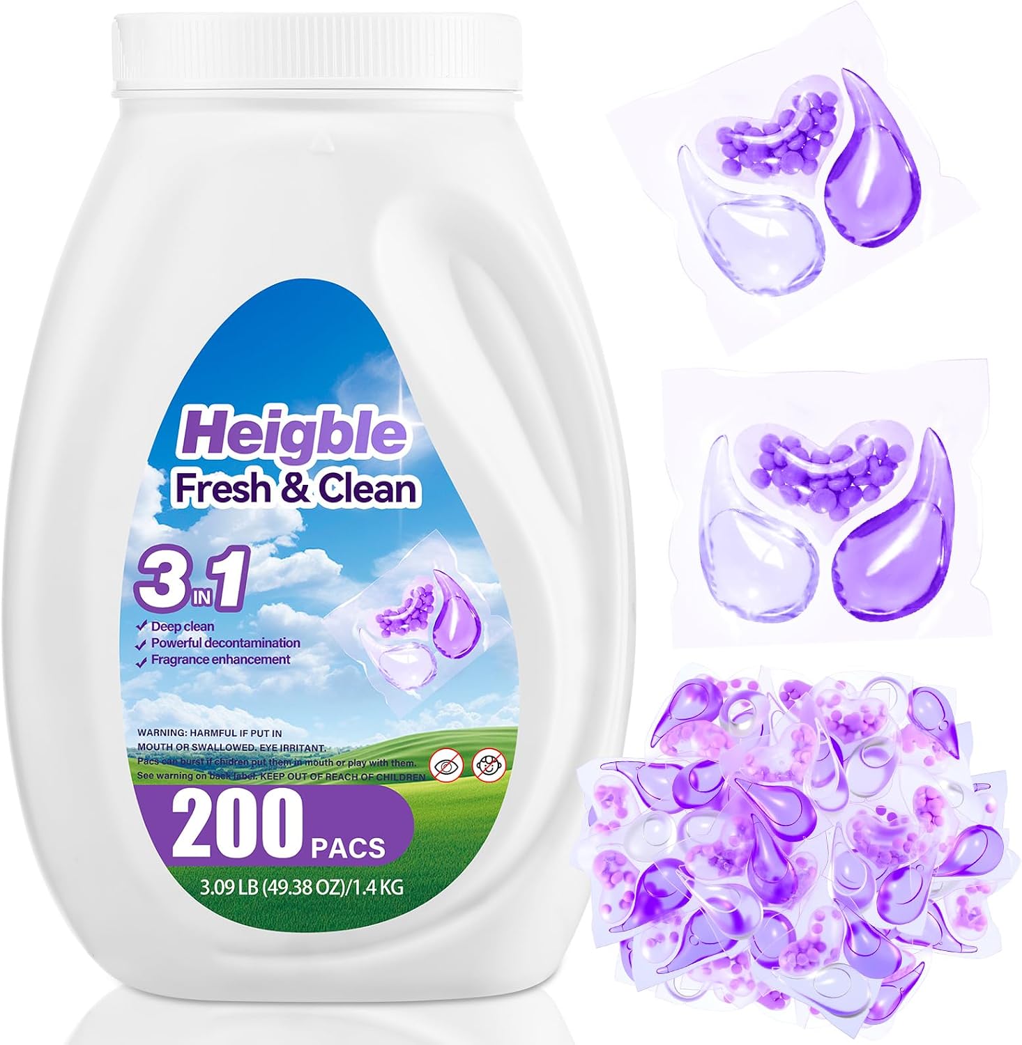 200 Count Laundry Detergent Pods Bulk 3 in 1 with Scent Boosters
