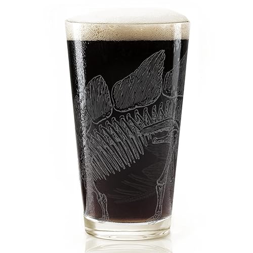 Vista 6 de STEGOSAURUS SKELETON Engraved Beer Pint Glass Dino Dinosaur Jurassic Paleontology Great Gift Idea!