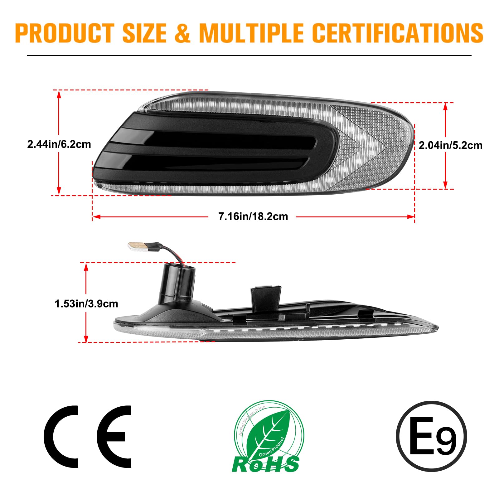 POPMOTORZ LED Luci laterali, 2 Pezzi LED Dinamiche Indicatori di Direzione Trasparente con Canbus Senza Errori 2835 SMD Installazione Semplice Frecce Laterali per BMW Mini Cooper R50 R52 R53 2001-2006