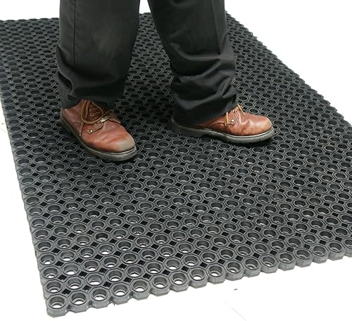 Miniatura 5 de Rubber-Cal Dura-Chef - Alfombrillas octagonales antifatiga para cocina, 78 x 35 x 59 pulgadas, alfombrillas de goma negras