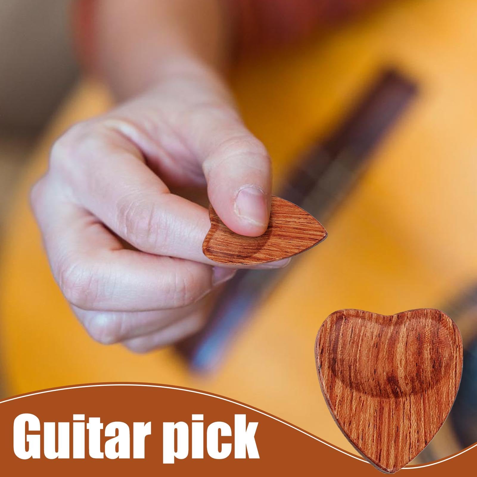 Médiators En Bois Massif - Lot De 2 - Environ 3x3.2 Cm - Pour Guitare, Ukulélé, Basse - Prise Antidérapante Confortable