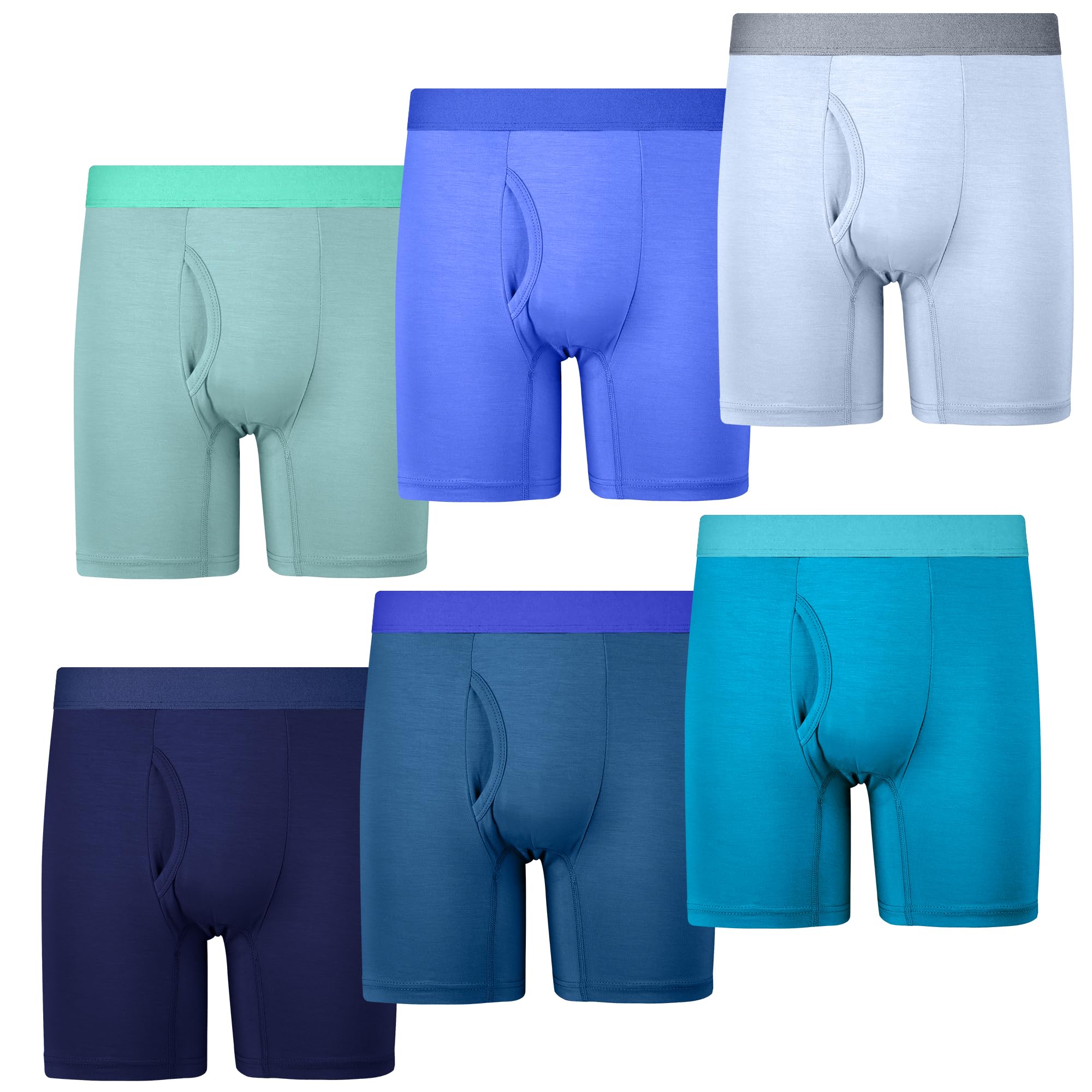 Boys Boxer Briefs 6-Pack Soft Breathable Tagless Moisture-Wicking Underwear with Fly Lightweight Stretchy