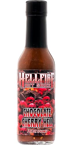 Miniatura 7 de Hellfire Hot Sauce Chocolate Cherry Hell - Salsa picante de postre gourmet con fruta y chocolate, 5 onzas