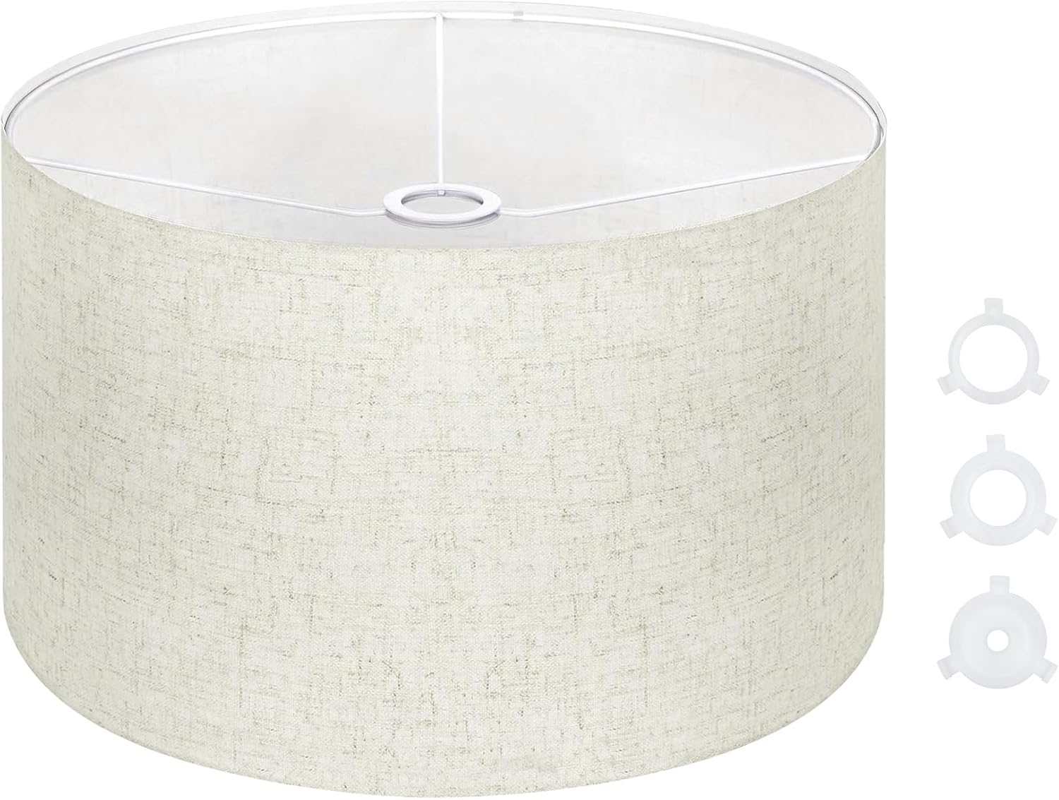 Large Drum Lamp Shades 16" Top X 16" Bottom X 10" High, Seaside village Medium Lampshades Beige Lampshades Natural Linen Hand Crafted- Assembly is Required, Lnclude E26-E14-11mm- Assembly is Required 16 Inch Beige 1 Pack