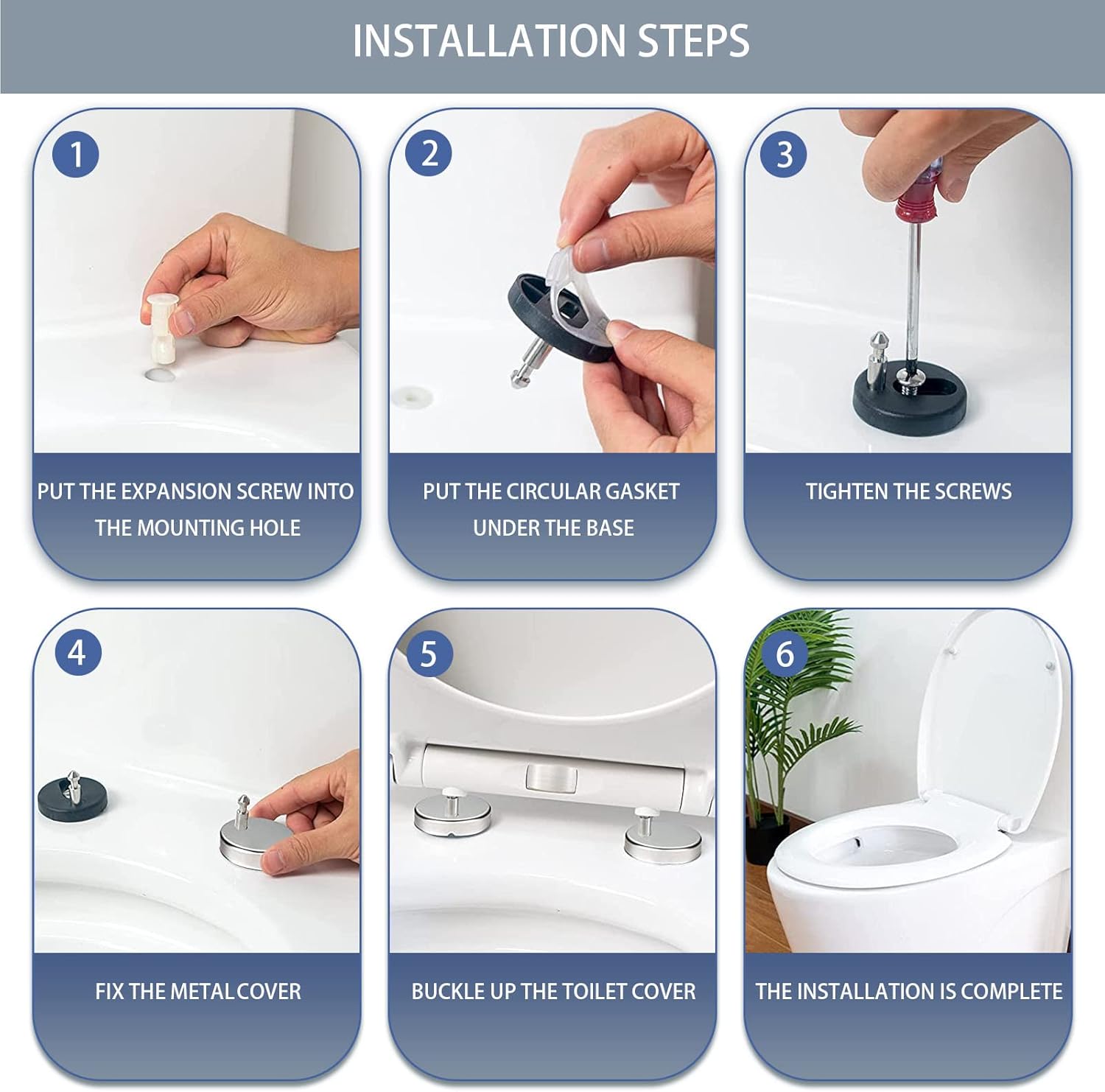 トイレカバー トップフィックス 360 調節可能なヒンジ付き、モダンで