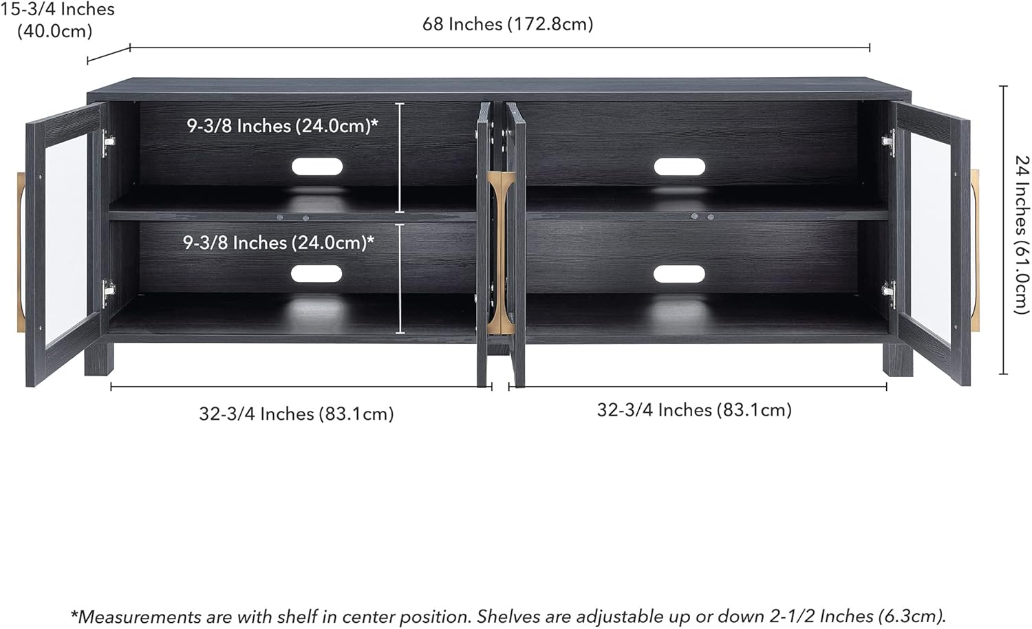 Henn&Hart Rectangular TV Stand for TV's up to 80" in Charcoal Gray, Electric Fireplace TV Stands for the Living Room