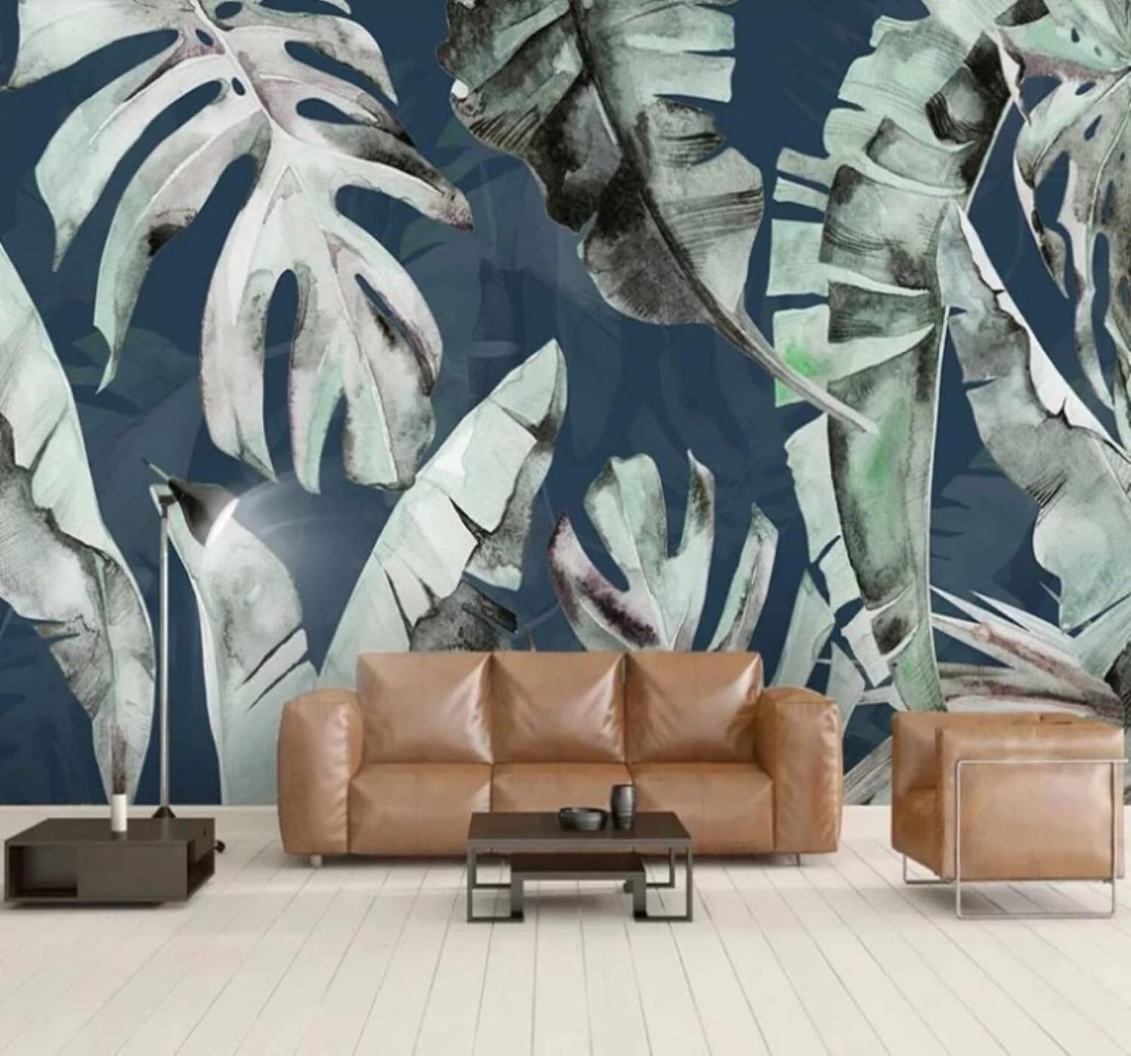 XLMING Retro Fresh Hand Drawn Plants Banana Leaves 3D Wallpaper Luxury Home Dining Decor Paste Sofa Living Room The Wall for Bedroom Mural-250cm×170cm