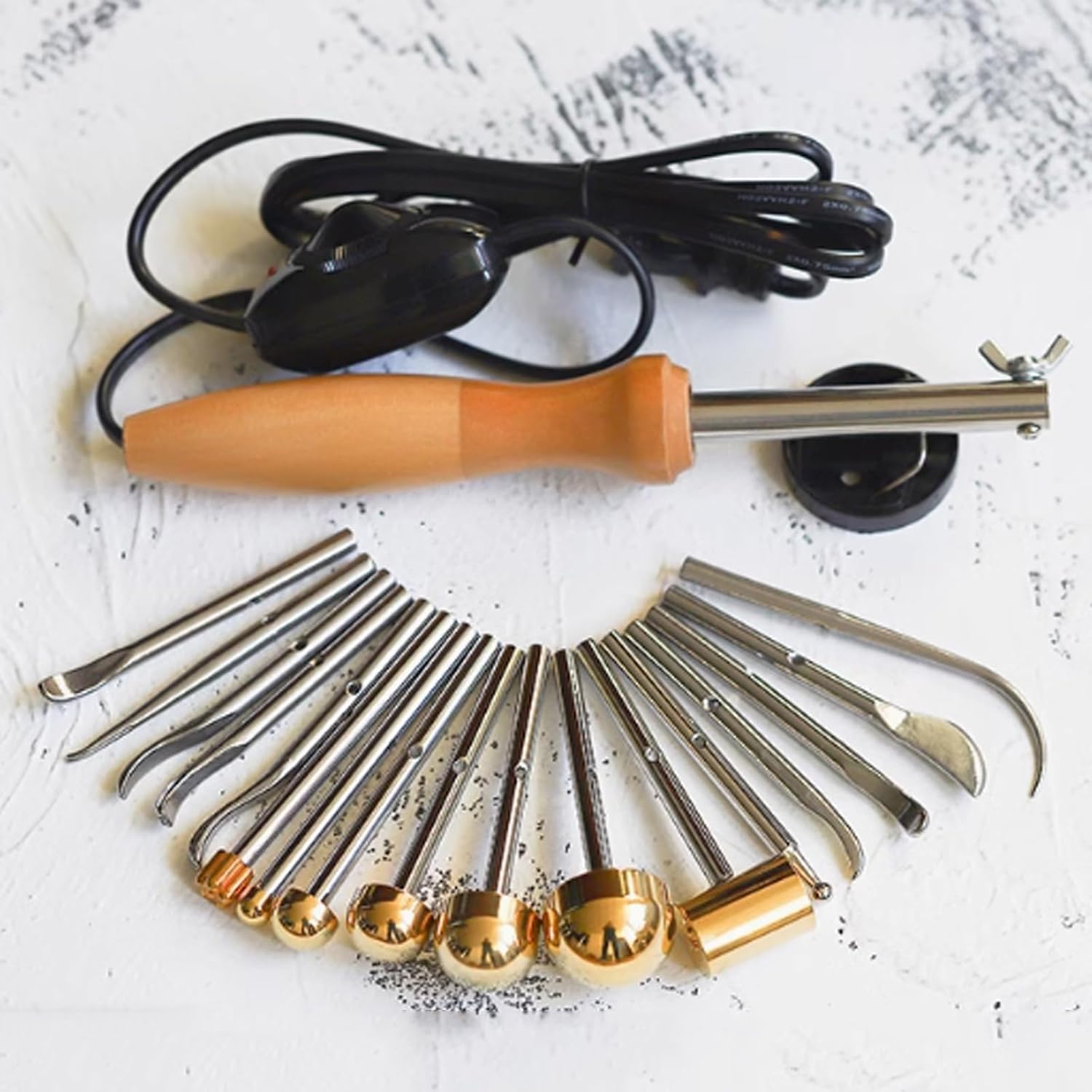 Electric Fake Flower Making Kit, Adjustable Temperature Fabric Flower Maker with 17 Ironing Heads & Bag, Anti-Scalding Bracket, for Garden Wedding Party Fake Flower Making