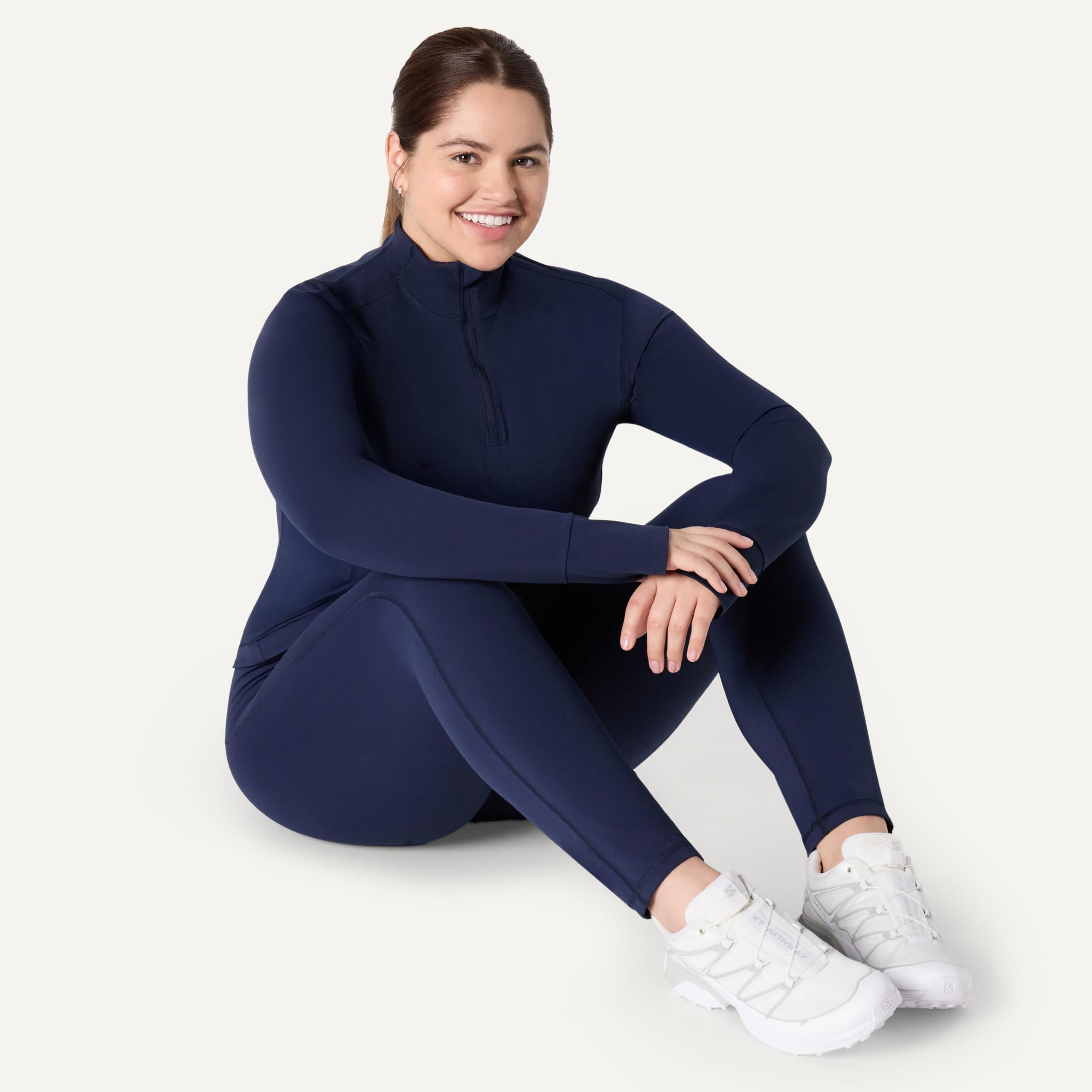 Amazon Essentials Donna Giacca Pullover a Maniche Lunghe Tecnica in FormFlex Morbidissimo, Zip a Un Quarto, vestibilità Aderente