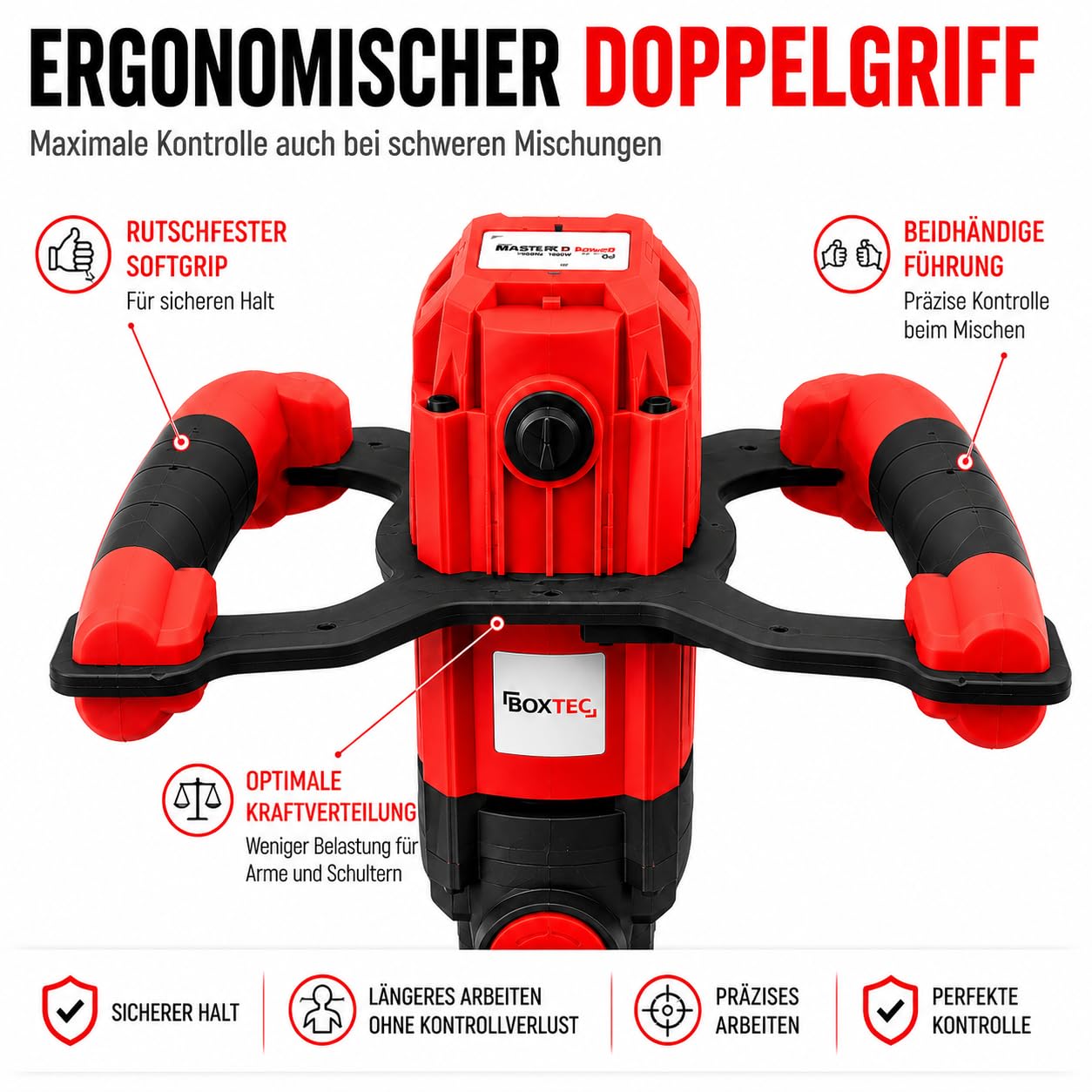BOXTEC MXE 1800 W 2-Gang PROFI Rührwerk inkl. M14 Rührkorb