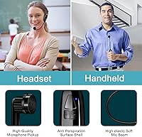 Vista 4 de Wireless Microphone Headset, 2.4GHz Cordless Head Mic, USB-C Charging Microphones, 165ft Range, for Voice Amplifier Speaker Pa System Teaching Tour