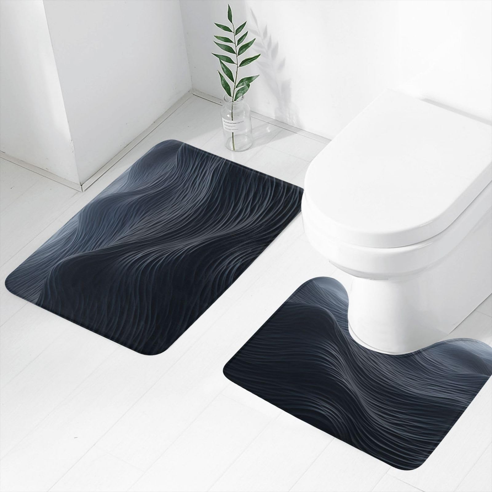 Tapis de bain doux pour baignoire avec ensemble de contour en U noir