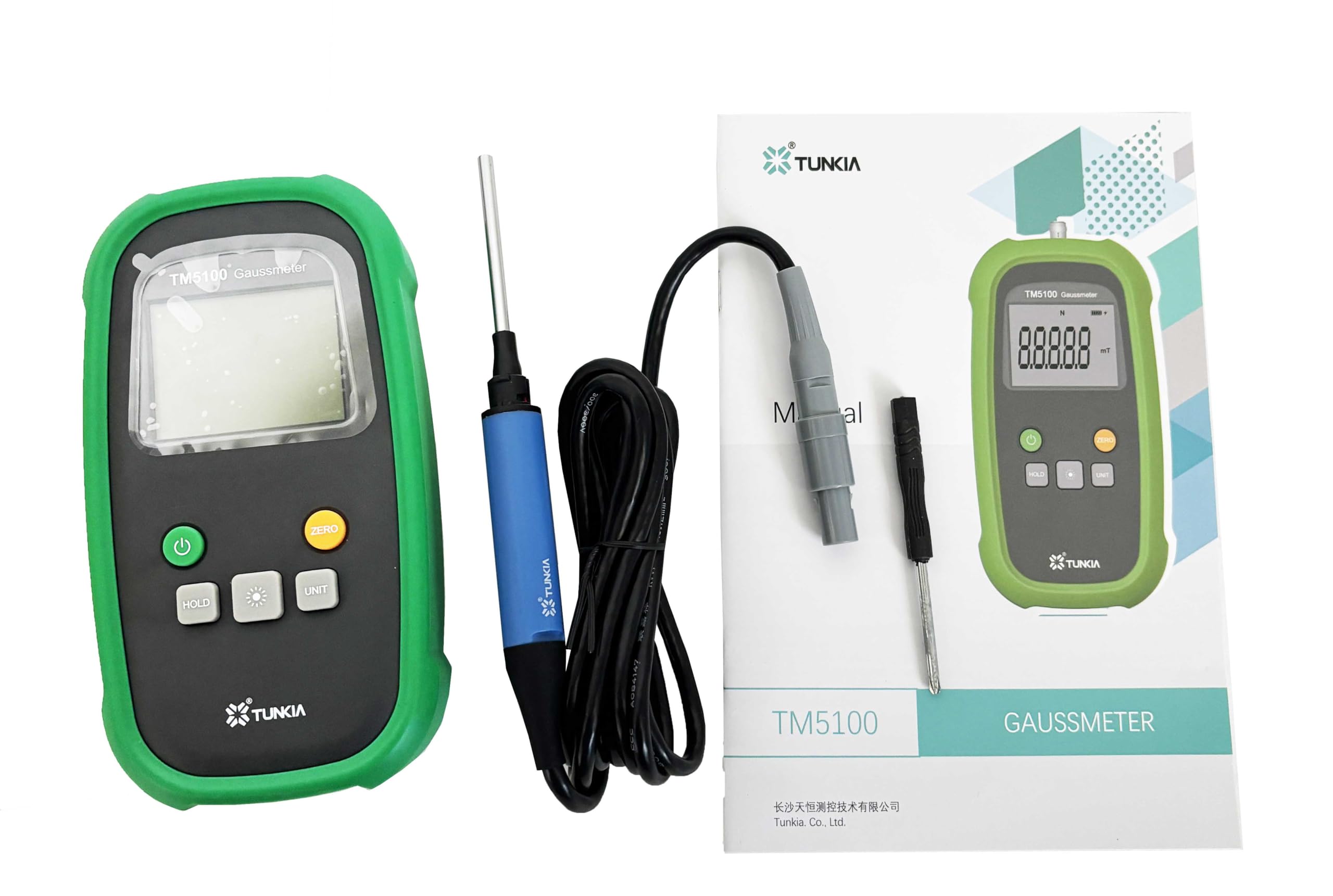 HFBTE Digital Gaussmeter Teslameter Tesla Tester Surface Magnetic Field Tester Meter with Axial Probe Range 200 mT To 2000 mT Accuracy ±1% One-key Unit Switching USB Interface