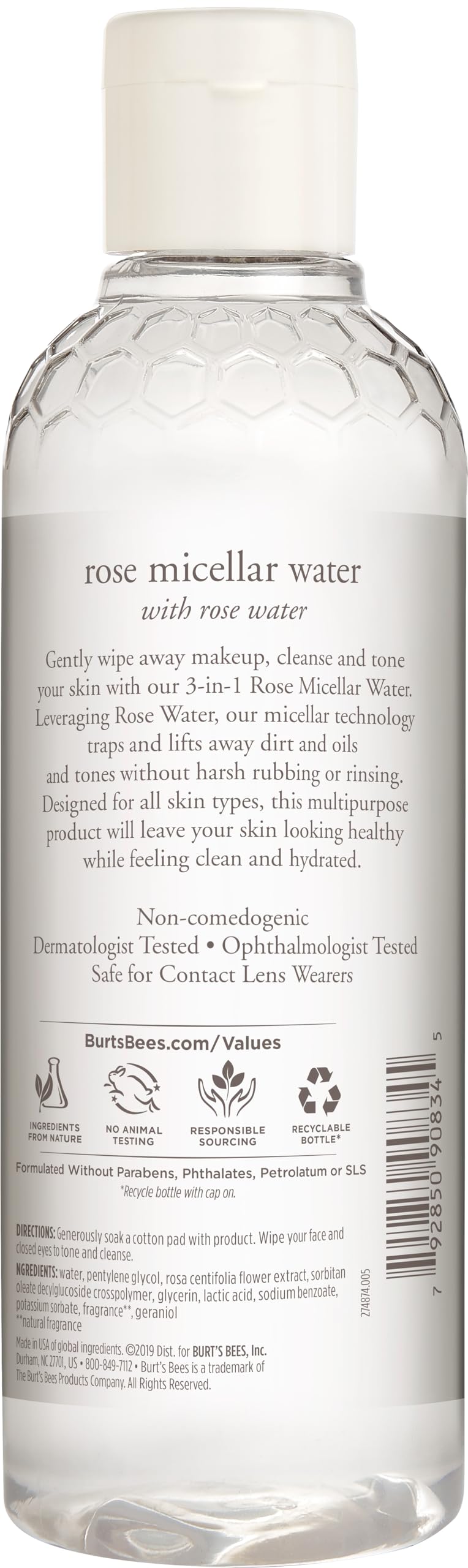 Burts Bees Rose Micellar Toning Water for Women 8 oz Toner