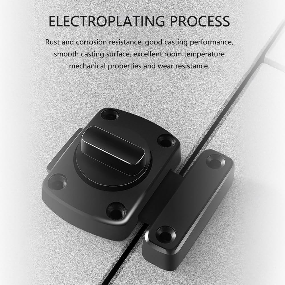 Slide Bolt Latches Lock, Door Bolt Gate Latch for Bedroom & Bathroom Doors,Black