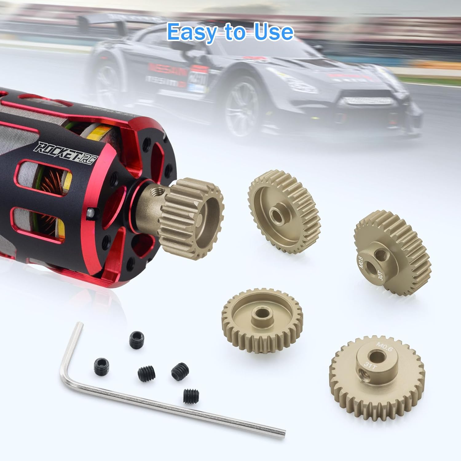 M0.6 Pinion Gear Set 3.175mm 29T 30T 31T 32T 33T Aluminum Alloy Metal Pinion Motor Gear for 1/10 RC Car Motor (5PCS)