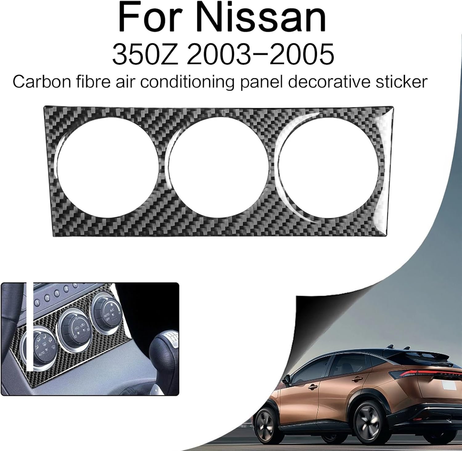 Carbon Fiber Air Conditioning Panel Decorative Stickers for Nissans 350Z 2003-2005 Strip Trim Interior Accessories