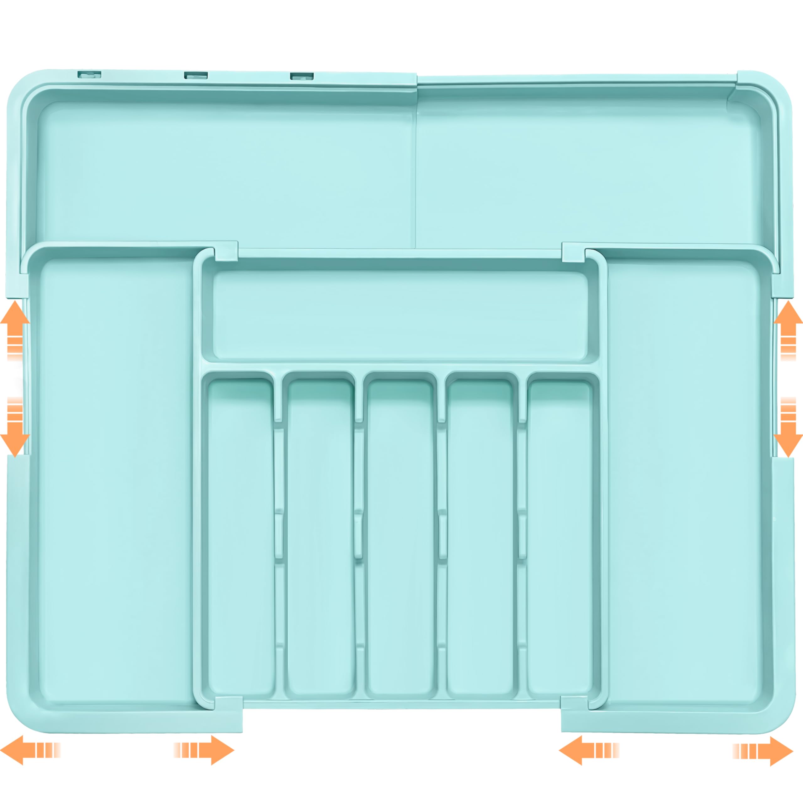 Organizador de cubiertos expandible para utensilios de cocina, organizador de cajones, grande, sin BPA, ajustable, bandeja de cubiertos para cucharas, tenedores, cuchillos, divisor de almacenamiento